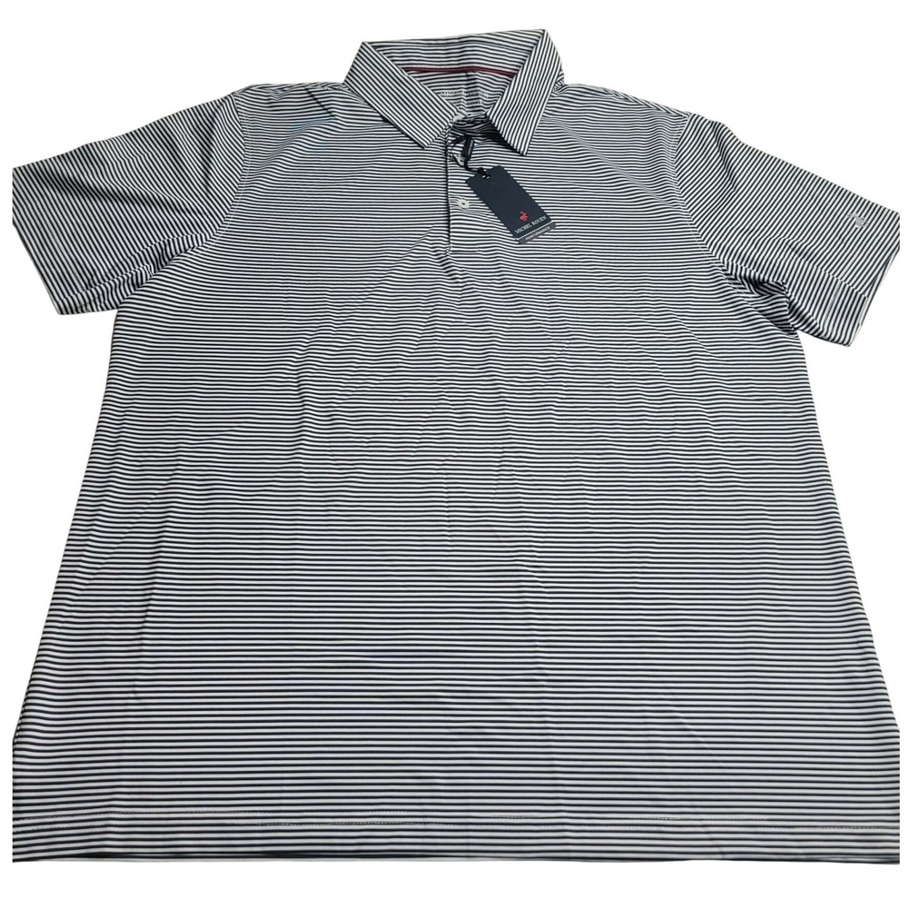 NEW Michel Rouen Performance‎ Striped Polo Size XL Navy White NWT